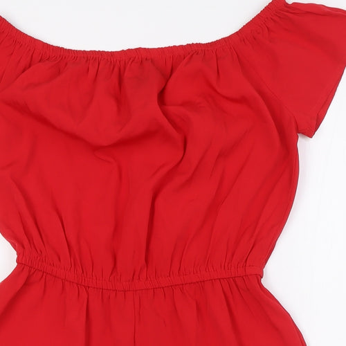 New Look Girls Red Polyester Playsuit One-Piece Size 13 Years - Elasticated Waist