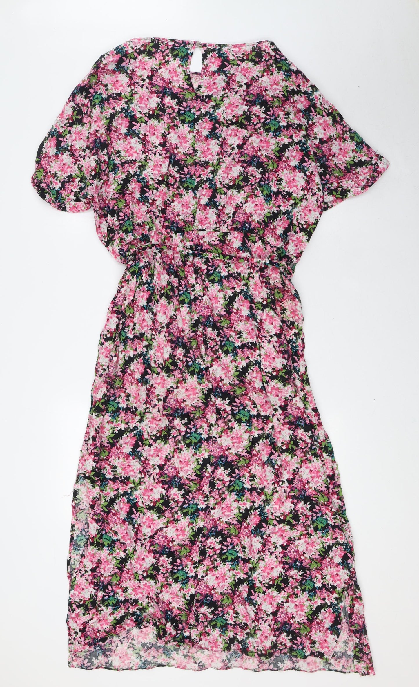 Wallis Womens Multicoloured Floral Viscose A-Line Size 16 Boat Neck - Belted