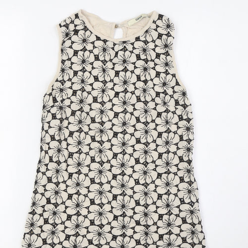 Oasis Womens Beige Floral Polyester Basic Blouse Size XS Round Neck