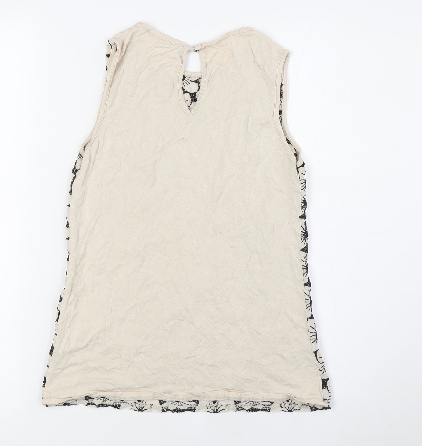 Oasis Womens Beige Floral Polyester Basic Blouse Size XS Round Neck