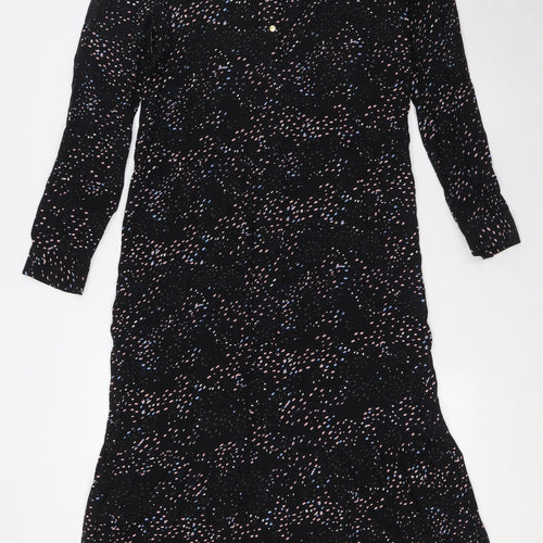 CULTURE Womens Black Viscose A-Line Size M V-Neck Button - Tiered