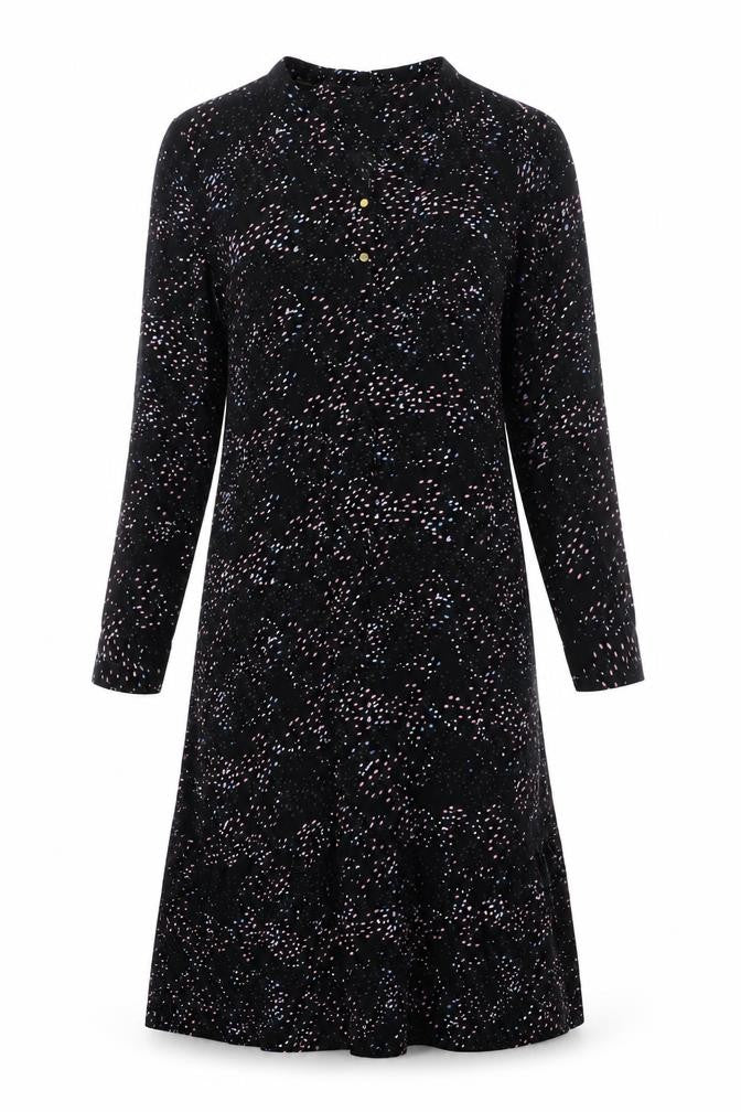 CULTURE Womens Black Viscose A-Line Size M V-Neck Button - Tiered