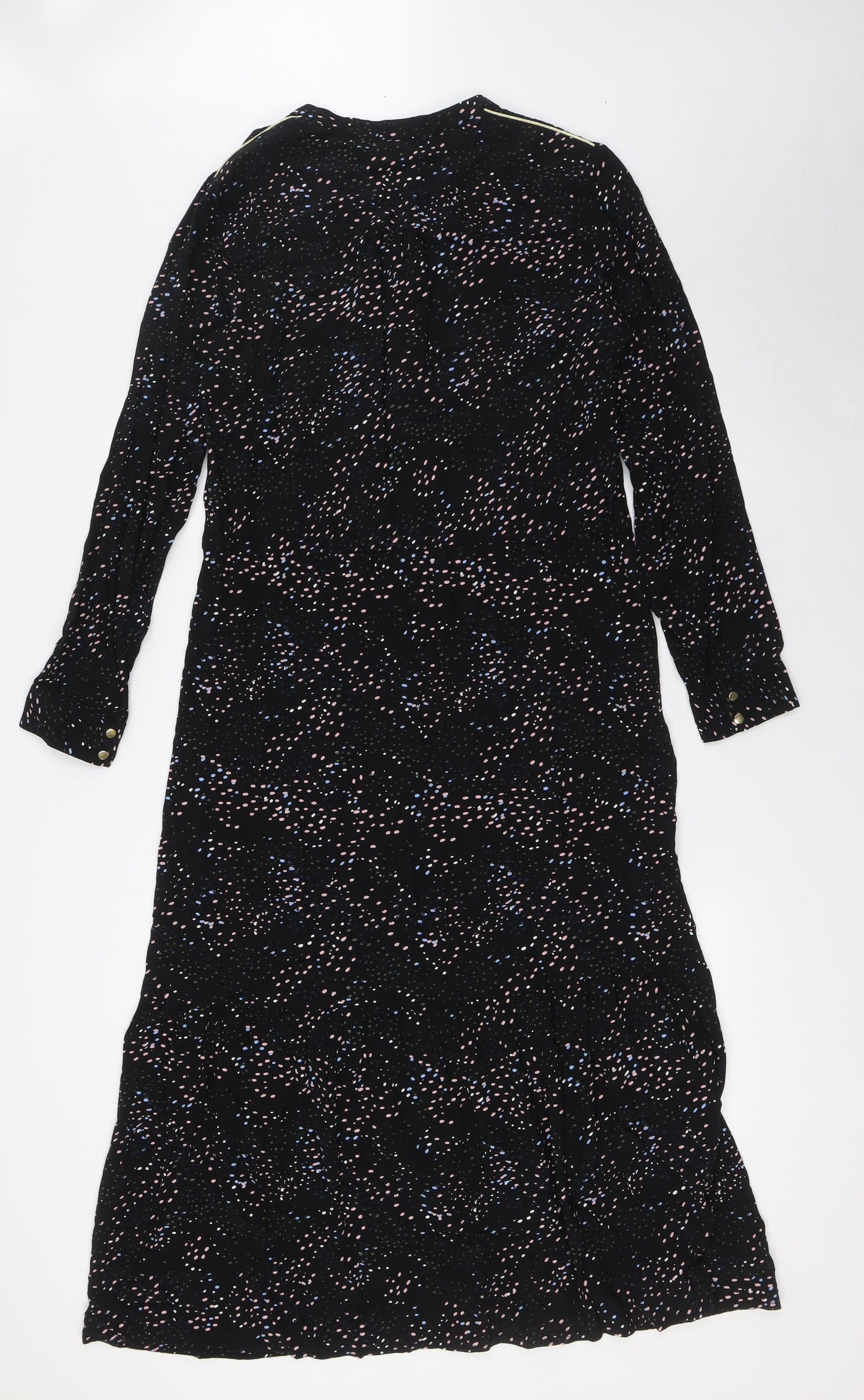 CULTURE Womens Black Viscose A-Line Size M V-Neck Button - Tiered