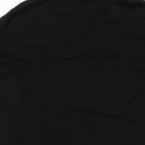 Ti MO Womens Black Silk Basic Button-Up Size M Collared - Embellished Collar