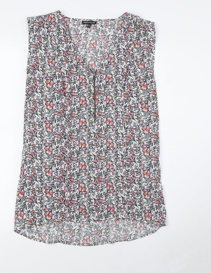 Warehouse Womens Multicoloured Polyester Basic Blouse Size 8 V-Neck