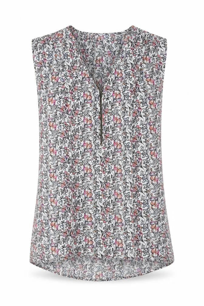 Front view of Warehouse women’s multicoloured polyester basic blouse, size UK 8, v-neck