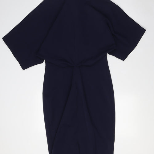 Norm Womens Blue Viscose A-Line Size 10 Mock Neck Zip