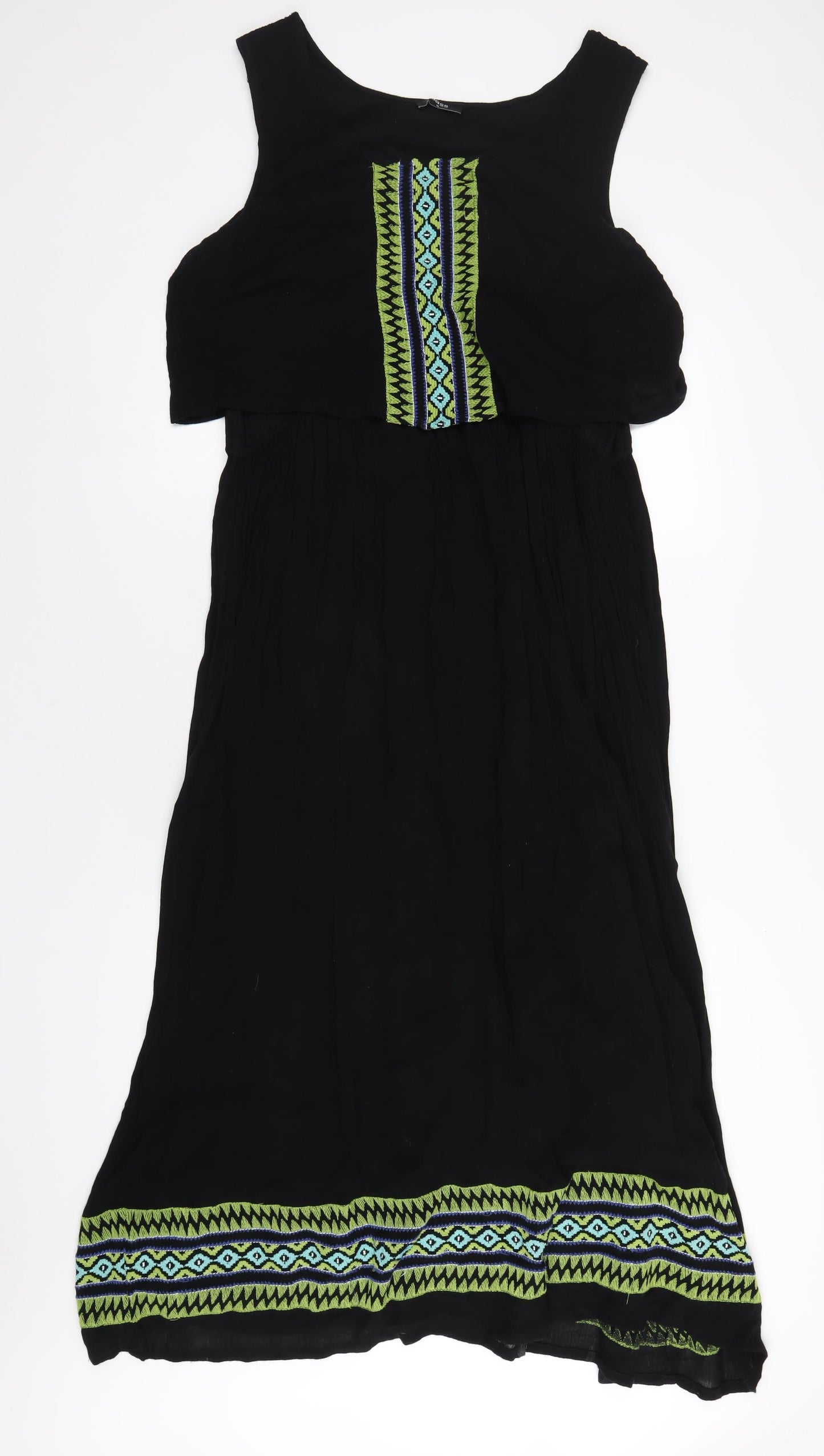 Klass Womens Black Viscose Maxi Size 18 Round Neck Pullover