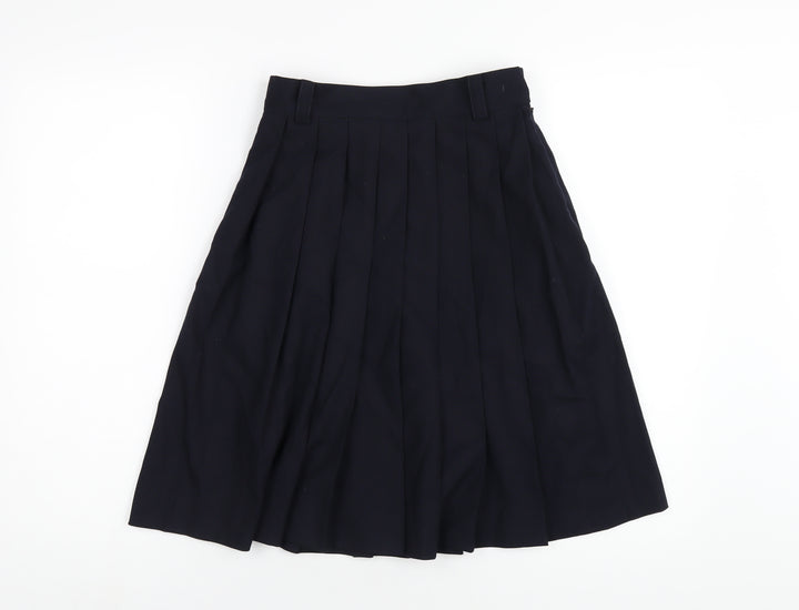 Mone Womens Blue Polyester Pleated Skirt Size S Zip