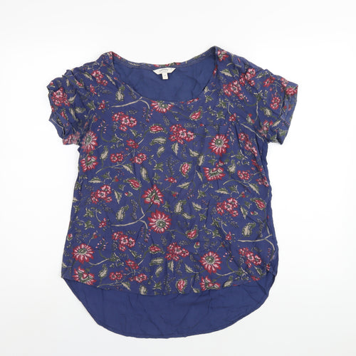 Fat Face Womens Blue Viscose Basic T-Shirt Size 12 Round Neck