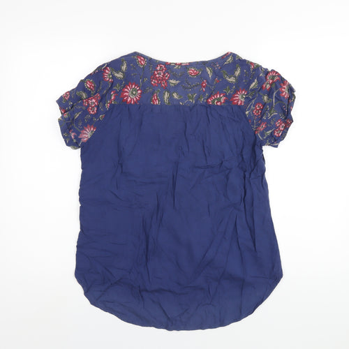 Fat Face Womens Blue Viscose Basic T-Shirt Size 12 Round Neck