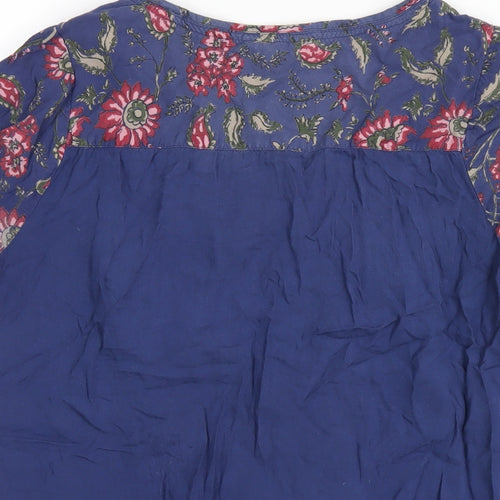 Fat Face Womens Blue Viscose Basic T-Shirt Size 12 Round Neck