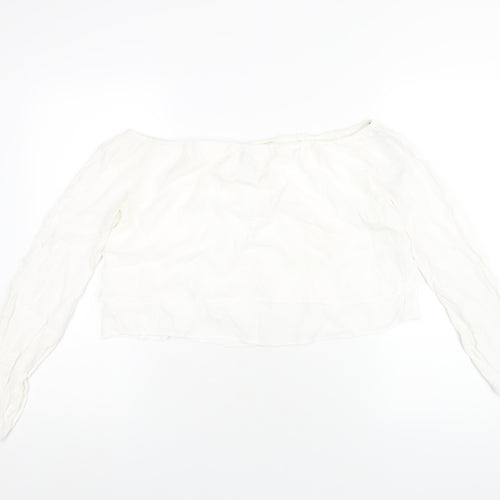 FOREVER 21 Womens White Viscose Basic T-Shirt Size M Off the Shoulder