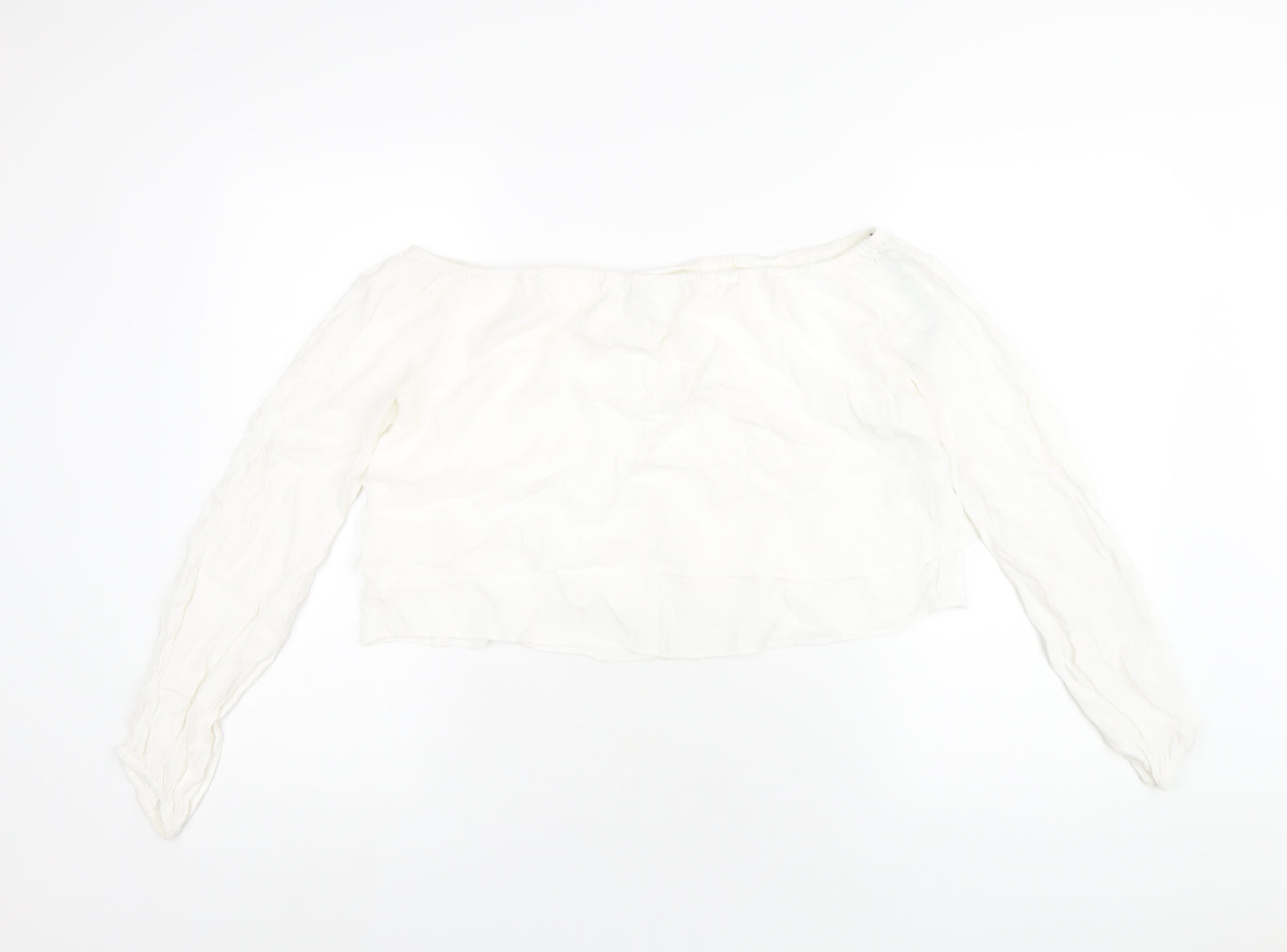 FOREVER 21 Womens White Viscose Basic T-Shirt Size M Off the Shoulder