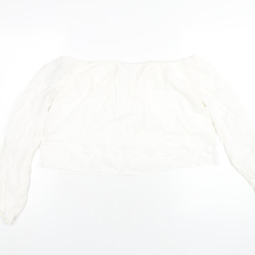 FOREVER 21 Womens White Viscose Basic T-Shirt Size M Off the Shoulder