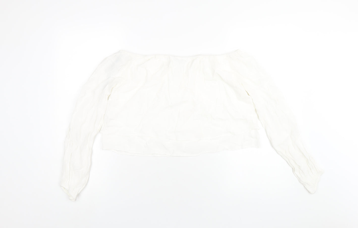 FOREVER 21 Womens White Viscose Basic T-Shirt Size M Off the Shoulder