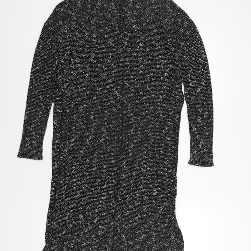 River Island Womens Black Acrylic Basic T-Shirt Size 10 Round Neck - Side Slits