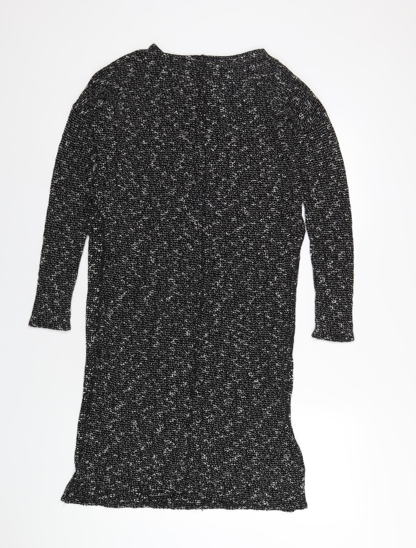 River Island Womens Black Acrylic Basic T-Shirt Size 10 Round Neck - Side Slits