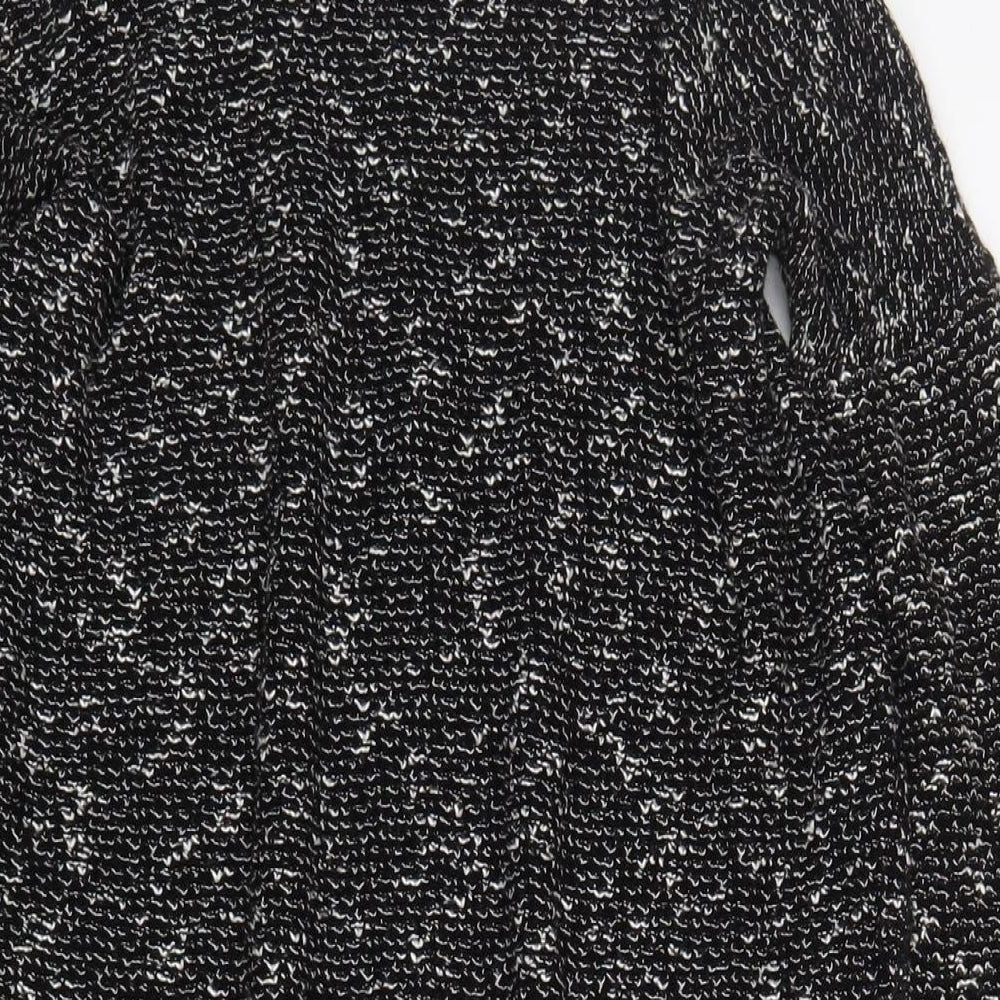 River Island Womens Black Acrylic Basic T-Shirt Size 10 Round Neck - Side Slits