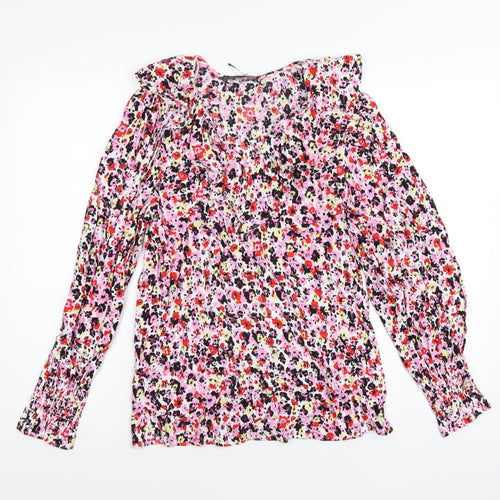 Marks and Spencer Womens Multicoloured Floral Viscose Basic Blouse Size 6 V-Neck