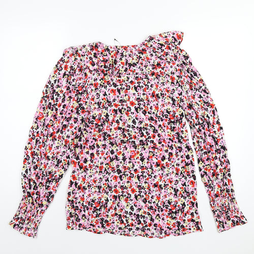 Marks and Spencer Womens Multicoloured Floral Viscose Basic Blouse Size 6 V-Neck