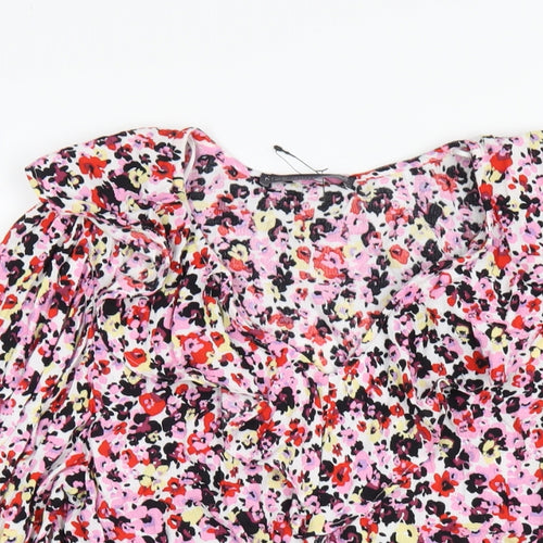Marks and Spencer Womens Multicoloured Floral Viscose Basic Blouse Size 6 V-Neck