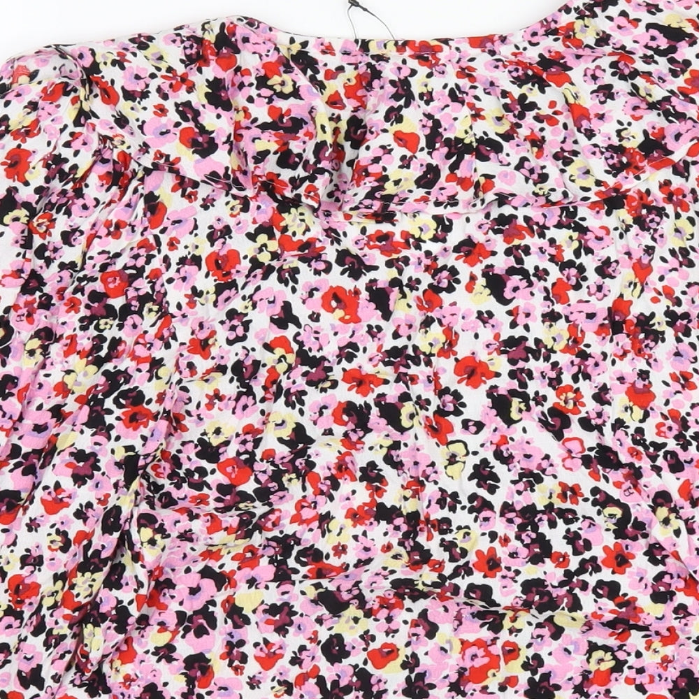 Marks and Spencer Womens Multicoloured Floral Viscose Basic Blouse Size 6 V-Neck