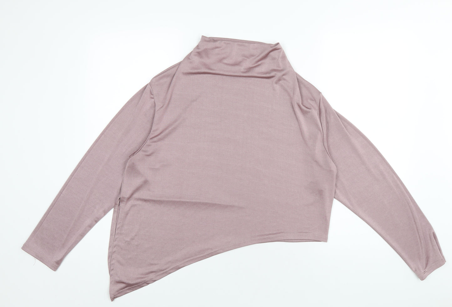 Zara Womens Purple Polyester Basic T-Shirt Size XL Mock Neck