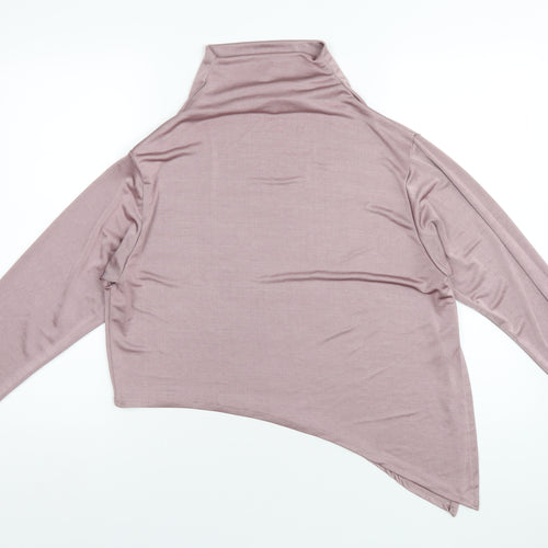 Zara Womens Purple Polyester Basic T-Shirt Size XL Mock Neck