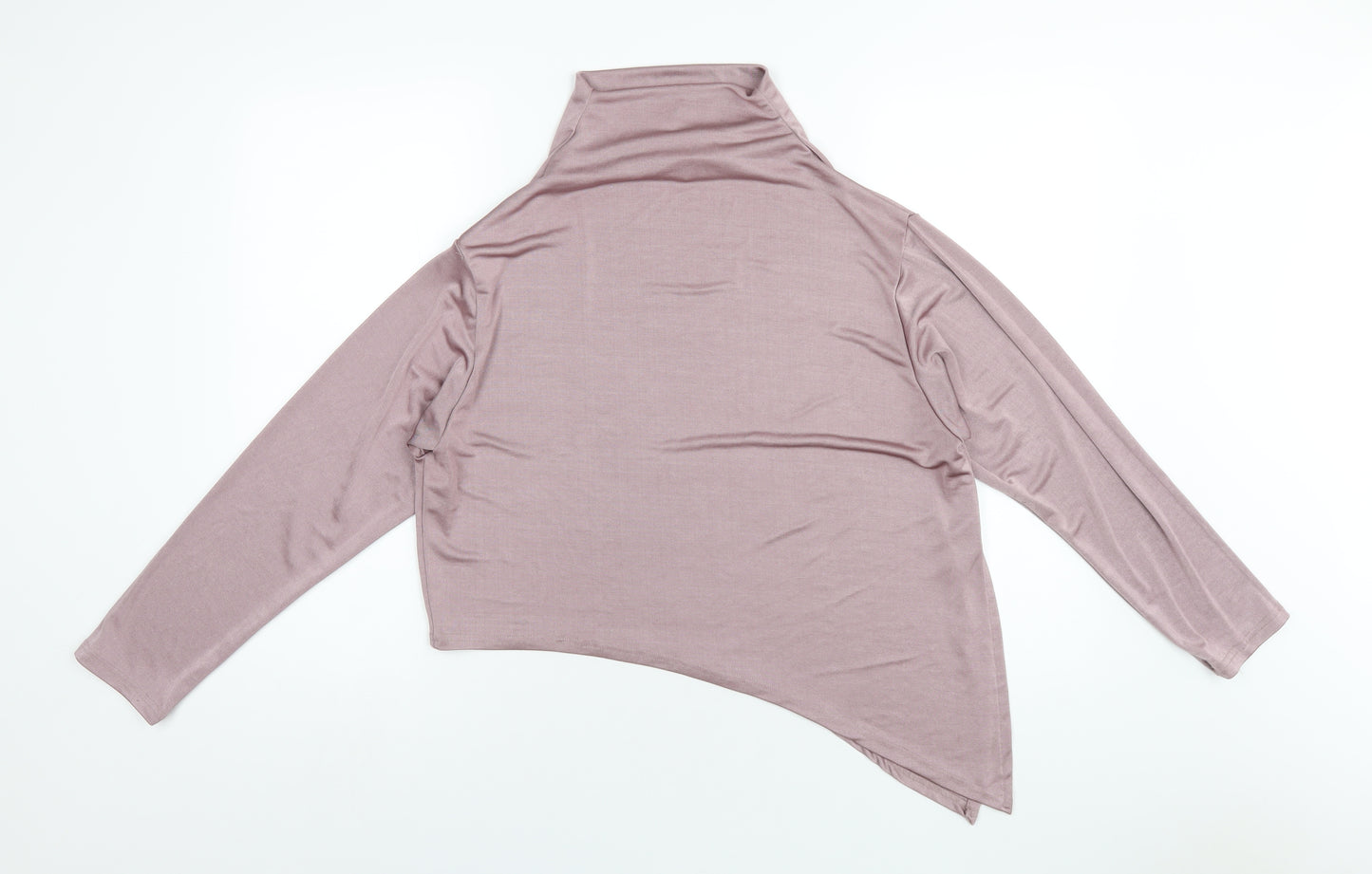 Zara Womens Purple Polyester Basic T-Shirt Size XL Mock Neck