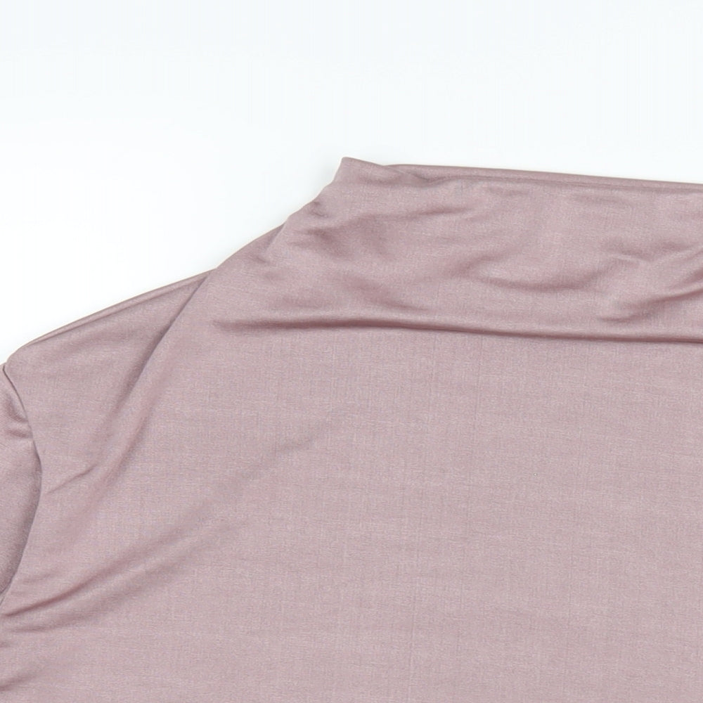 Zara Womens Purple Polyester Basic T-Shirt Size XL Mock Neck