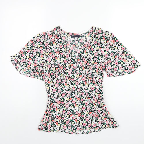 Marks and Spencer Womens Multicoloured Floral Viscose Basic Blouse Size 6 V-Neck