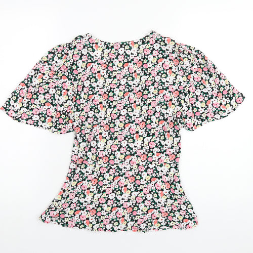 Marks and Spencer Womens Multicoloured Floral Viscose Basic Blouse Size 6 V-Neck