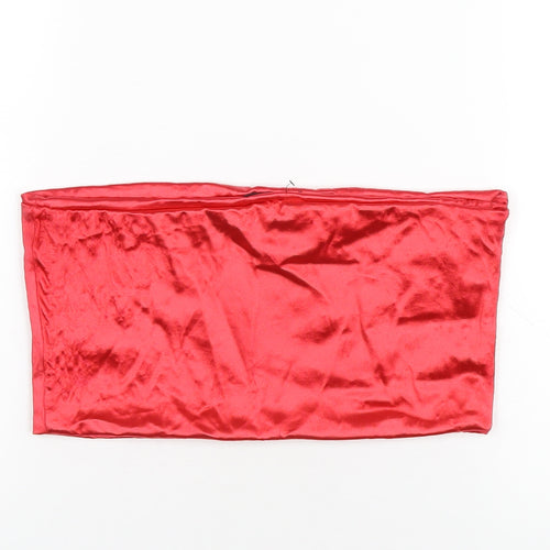 Topshop Womens Red Polyamide Cropped T-Shirt Size 14 Square Neck