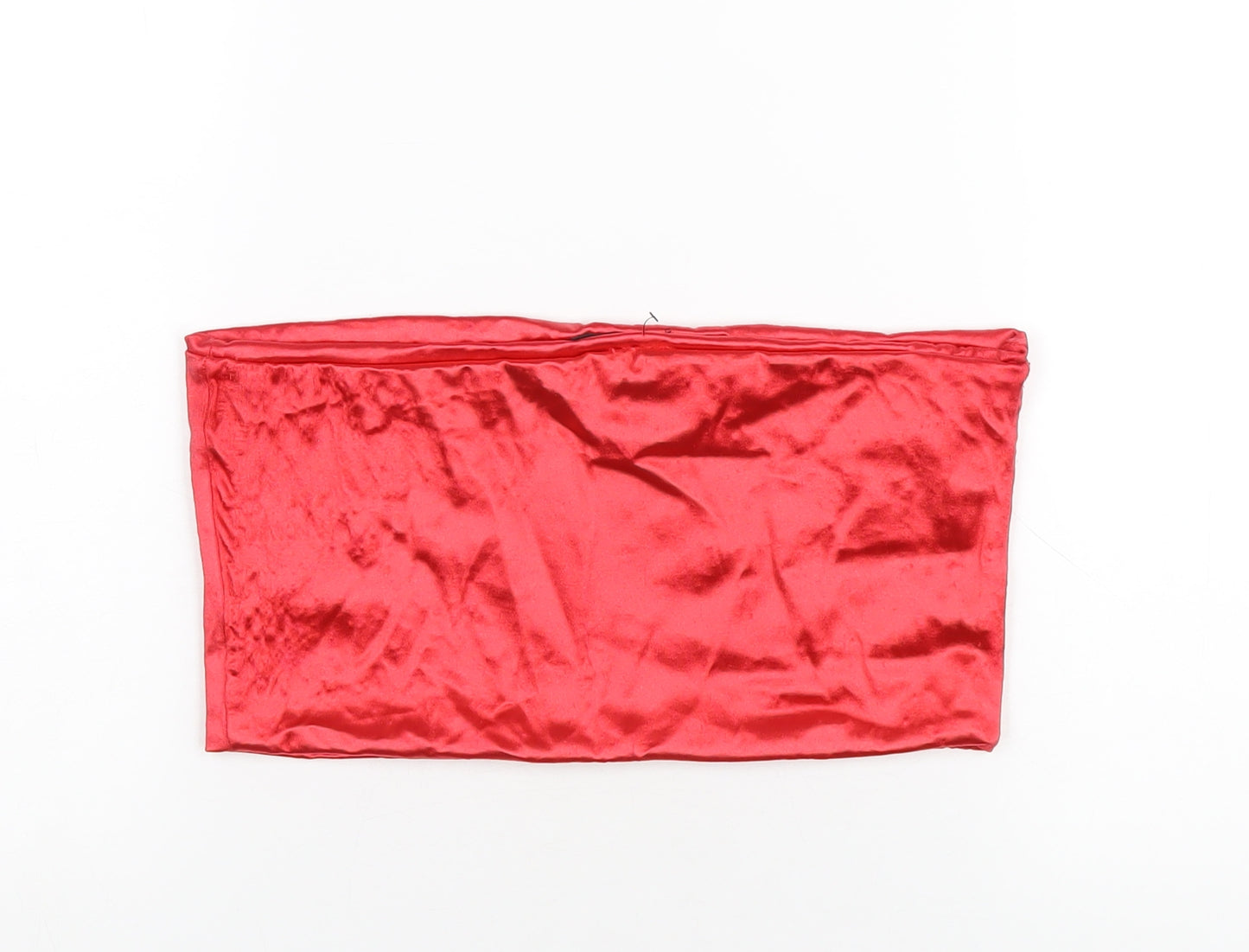 Topshop Womens Red Polyamide Cropped T-Shirt Size 14 Square Neck