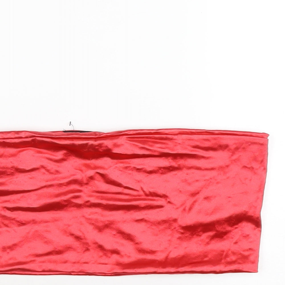 Topshop Womens Red Polyamide Cropped T-Shirt Size 14 Square Neck
