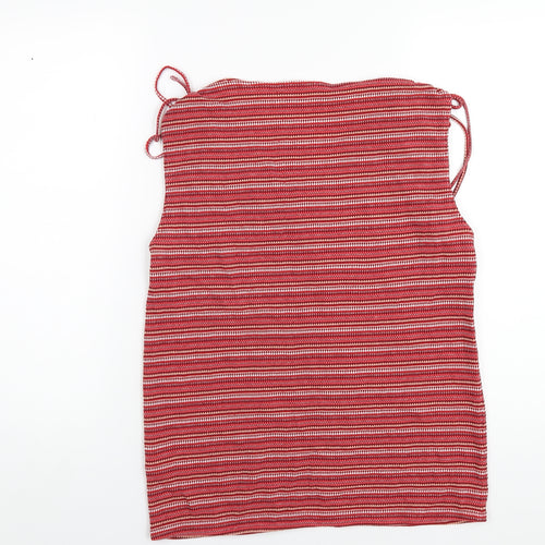 TOM TAILOR Womens Red Striped Cotton Basic Tank Size 2XL V-Neck