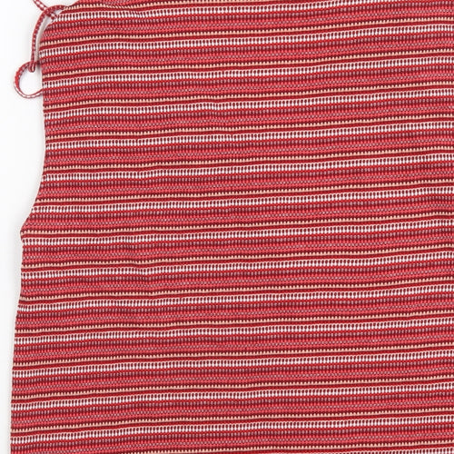 TOM TAILOR Womens Red Striped Cotton Basic Tank Size 2XL V-Neck