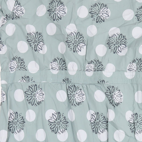 White Stuff Womens Green Geometric Cotton A-Line Size 18 Scoop Neck Zip