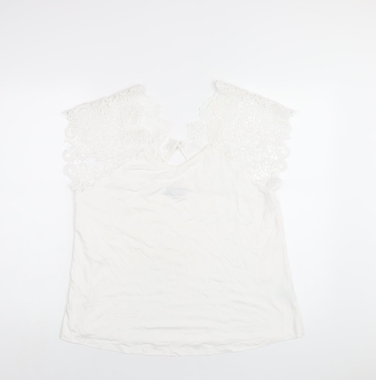 Klass Womens White Viscose Basic T-Shirt Size XL Round Neck