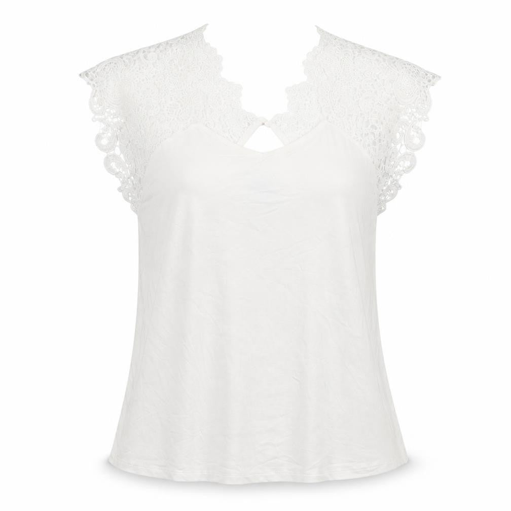 Front view of Klass women’s white viscose basic t-shirt, size XL, round neck