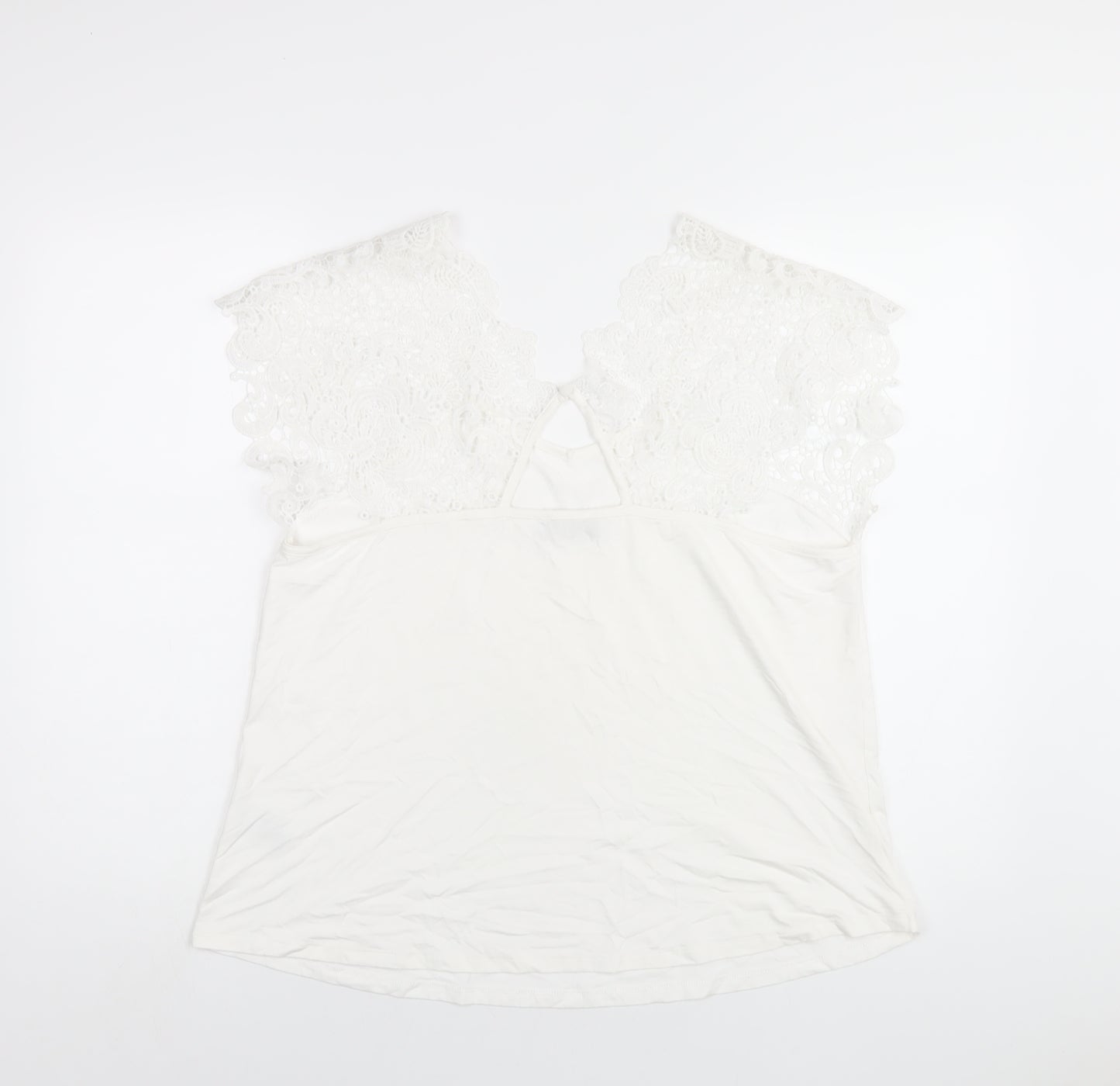 Klass Womens White Viscose Basic T-Shirt Size XL Round Neck