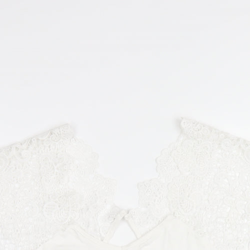 Klass Womens White Viscose Basic T-Shirt Size XL Round Neck