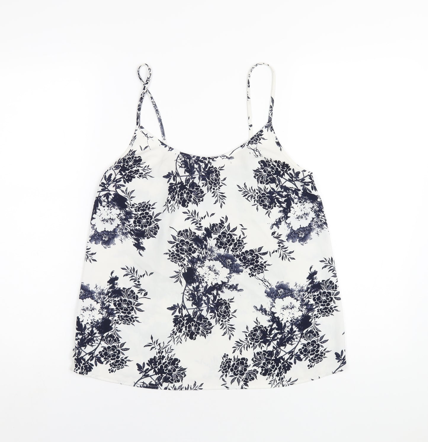 NEXT Womens White Geometric Polyester Camisole T-Shirt Size 8 Scoop Neck