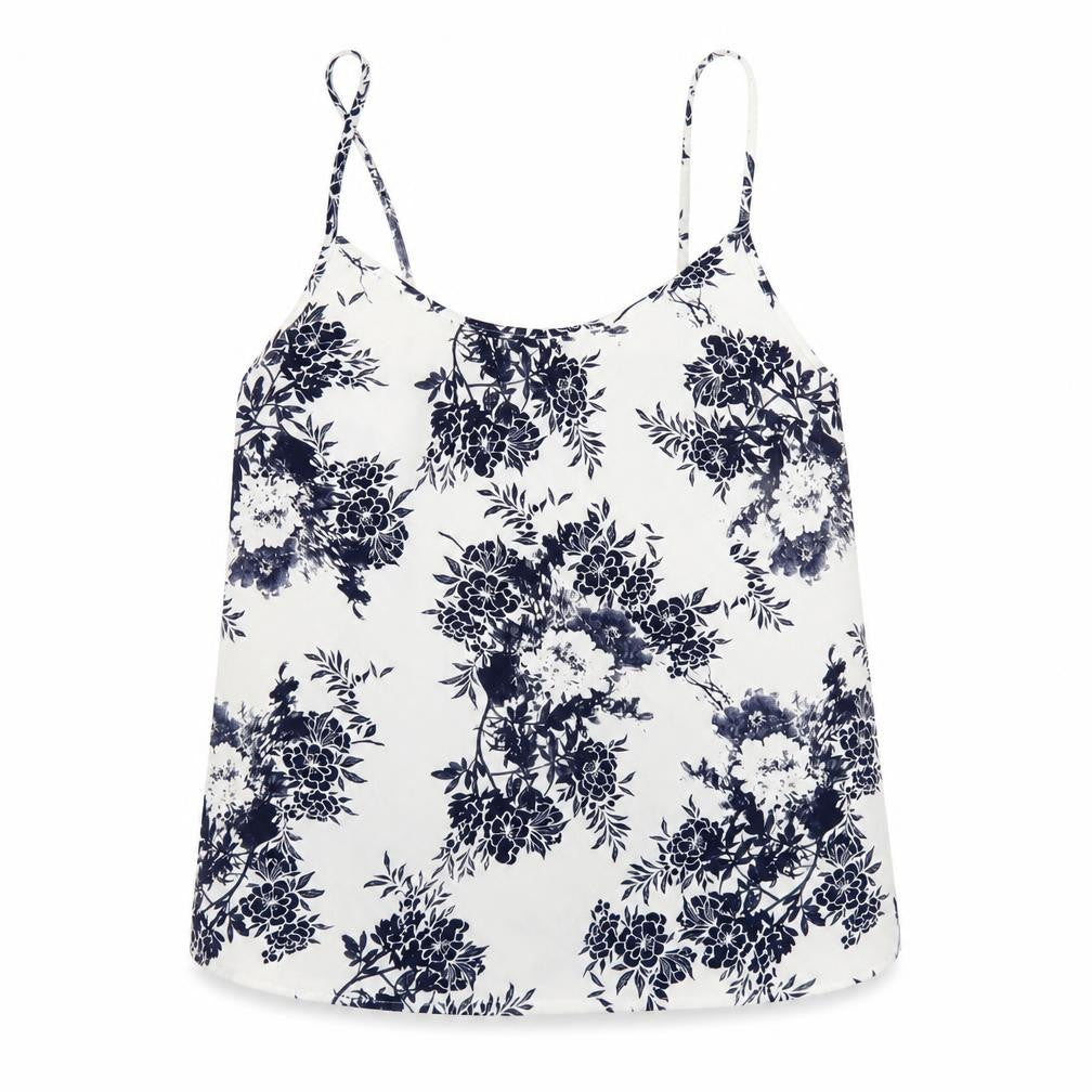 NEXT Womens White Geometric Polyester Camisole T-Shirt Size 8 Scoop Neck