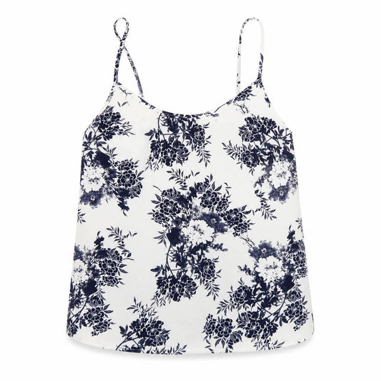Front view of Next women’s white geometric polyester camisole t-shirt, size UK 8, scoop neck