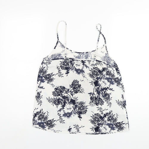 NEXT Womens White Geometric Polyester Camisole T-Shirt Size 8 Scoop Neck