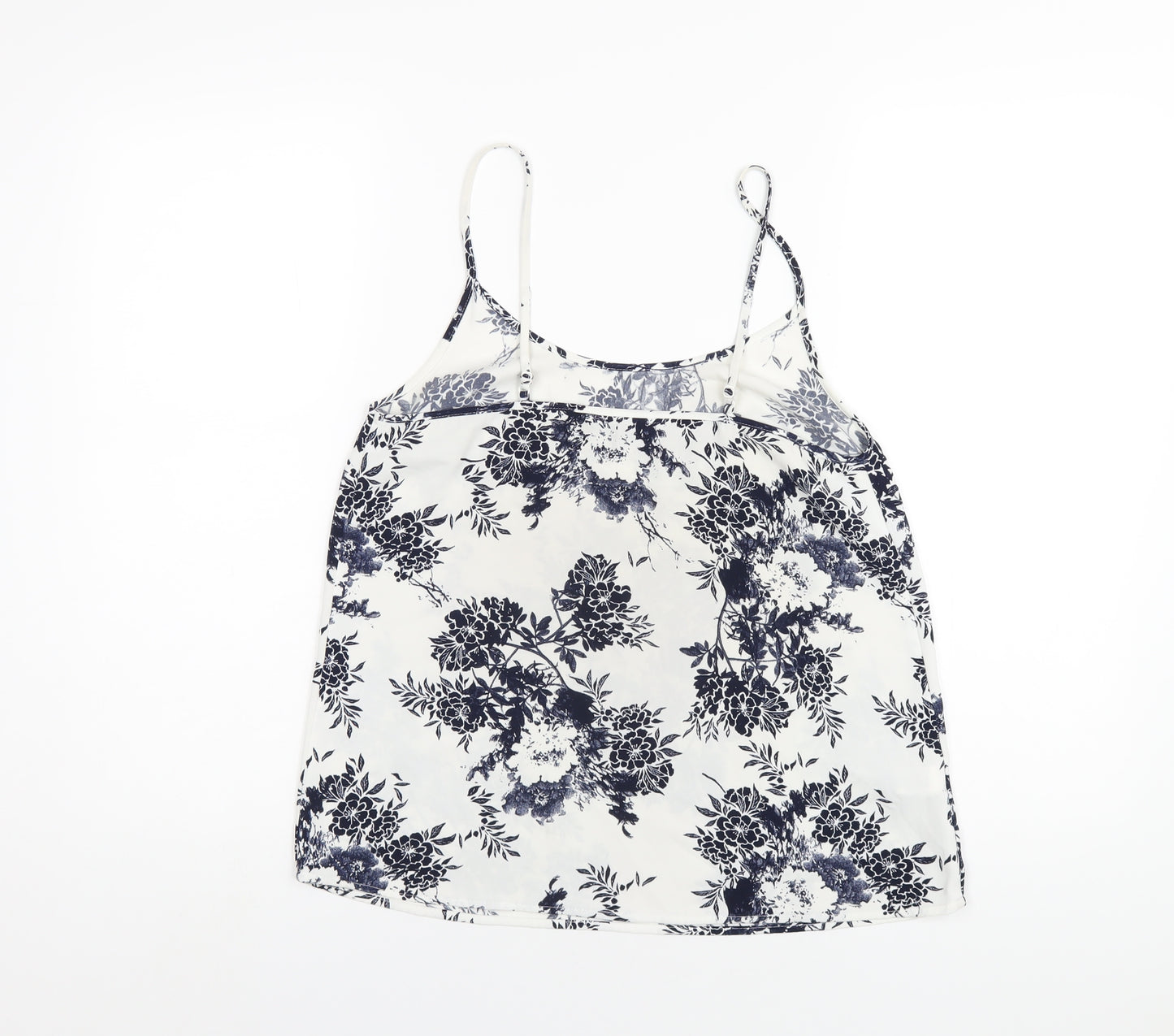 NEXT Womens White Geometric Polyester Camisole T-Shirt Size 8 Scoop Neck