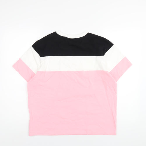 FILA Womens Pink Cotton Basic T-Shirt Size L Round Neck