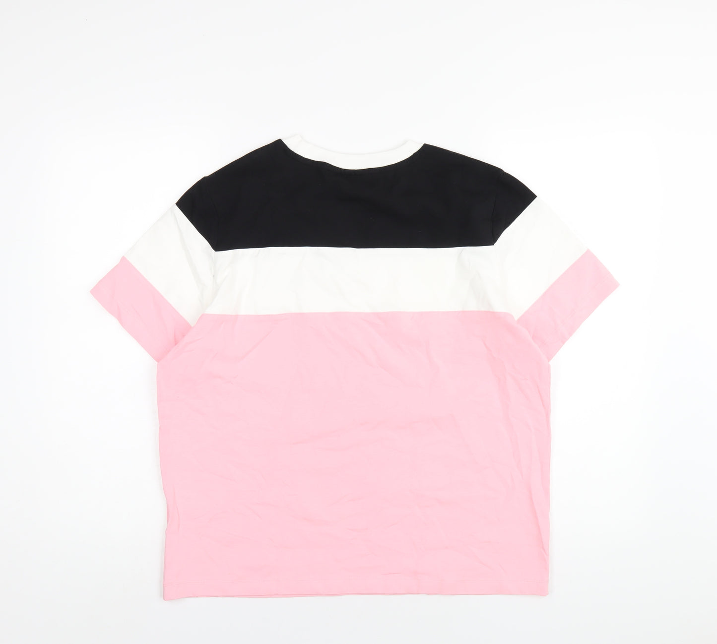 FILA Womens Pink Cotton Basic T-Shirt Size L Round Neck